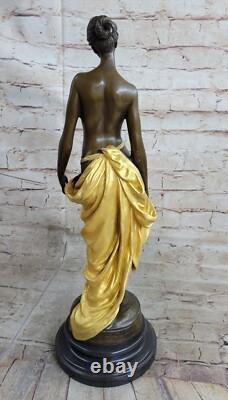 Style Art Nouveau Veille Statue Femme Sirène Chair en Bronze Vénus Sculpture Or