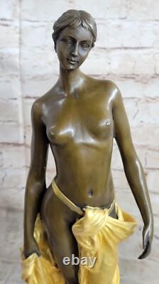 Style Art Nouveau Veille Statue Femme Sirène Chair en Bronze Vénus Sculpture Or