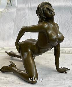 Substantiel Superbe Érotique Nu Bronze Statue Figurine Sculpture Art Déco Cire