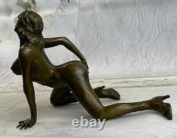 Substantiel Superbe Érotique Nu Bronze Statue Figurine Sculpture Art Déco Cire