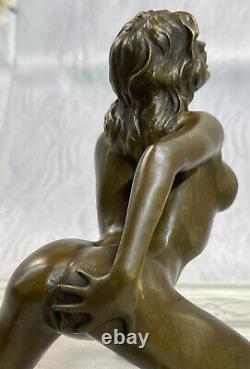 Substantiel Superbe Érotique Nu Bronze Statue Figurine Sculpture Art Déco Cire