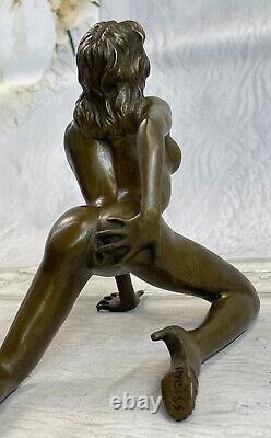 Substantiel Superbe Érotique Nu Bronze Statue Figurine Sculpture Art Déco Cire