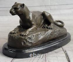 Superbe Art Déco 100% Large Bronze Puma/ Léopard/ Jaguar/ Grand Chat En