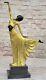 Superbe Art Déco Danseuse Figurine Signée Danseur Bronze Sculpture Main Fabriqué