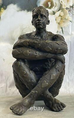 Superbe Art Déco Homme, Bronze Statue Dali Marbre Base Sculpture Figurine