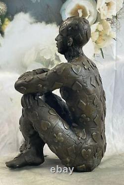 Superbe Art Déco Homme, Bronze Statue Dali Marbre Base Sculpture Figurine