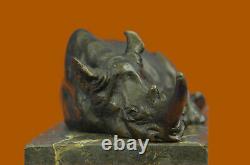 Superbe Et Réaliste Bronze Rhinocéros Sculpture Art Déco Figurine Marbre Base