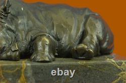 Superbe Et Réaliste Bronze Rhinocéros Sculpture Art Déco Figurine Marbre Base