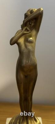 Superbe Sculpture En Bronze Signée Loiseau Rousseau, Art Nouveau