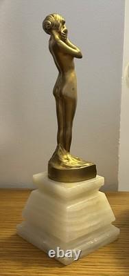Superbe Sculpture En Bronze Signée Loiseau Rousseau, Art Nouveau