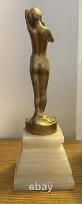 Superbe Sculpture En Bronze Signée Loiseau Rousseau, Art Nouveau