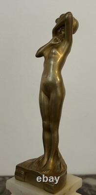 Superbe Sculpture En Bronze Signée Loiseau Rousseau, Art Nouveau