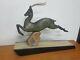 Superbe Antilope Gazelle Art Deco En Regule Patine Bronze Rochard Marbre Pierre