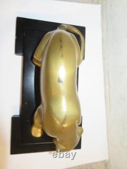 Superbe statue style art déco panthère laiton patine bronze doré sur socle