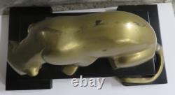 Superbe statue style art déco panthère laiton patine bronze doré sur socle