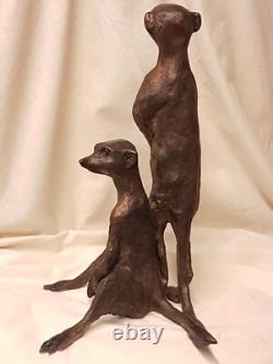 Suricates sculpture bronze d'art signé LE CANN coté, numéroté