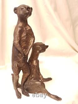 Suricates sculpture bronze d'art signé LE CANN coté, numéroté