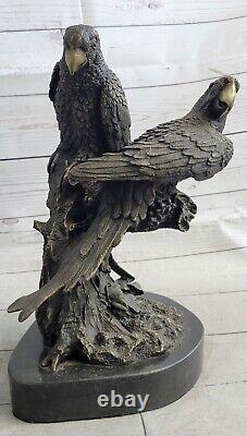 Unique Vintage Bronze Perroquet Sculpture Antique Qualité Ouvre Art Déco Statue