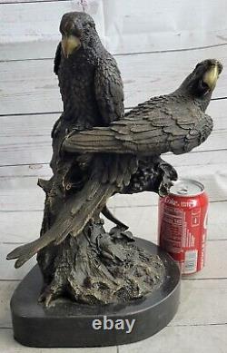 Unique Vintage Bronze Perroquet Sculpture Antique Qualité Ouvre Art Déco Statue