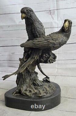 Unique Vintage Bronze Perroquet Sculpture Antique Qualité Ouvre Art Déco Statue