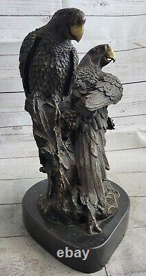 Unique Vintage Bronze Perroquet Sculpture Antique Qualité Ouvre Art Déco Statue