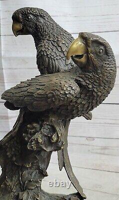 Unique Vintage Bronze Perroquet Sculpture Antique Qualité Ouvre Art Déco Statue