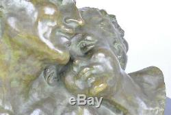 Varnier, Couple d'amoureux, sculpture en bronze signée, art deco, XXème siècle