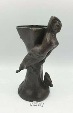 Vase Sculpture Suzanne BIZARD fee nymphe bronze art deco 1930 régule fonte d art