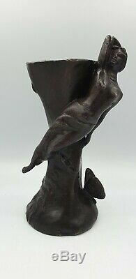 Vase Sculpture Suzanne BIZARD fee nymphe bronze art deco 1930 régule fonte d art