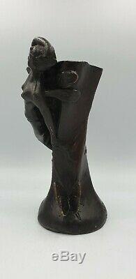 Vase Sculpture Suzanne BIZARD fee nymphe bronze art deco 1930 régule fonte d art