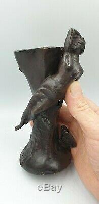 Vase Sculpture Suzanne BIZARD fee nymphe bronze art deco 1930 régule fonte d art