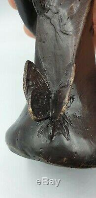 Vase Sculpture Suzanne BIZARD fee nymphe bronze art deco 1930 régule fonte d art