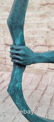 Verdi Art Amérindien Indien Chef Aigle Buste Sculpture En Bronze Et Marbre