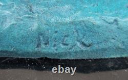 Verdi Art Amérindien Indien Chef Aigle Buste Sculpture En Bronze Et Marbre