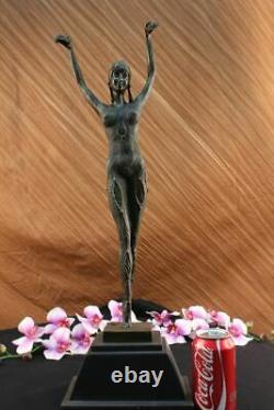 Véritable Bronze Art Déco Femme Danseuse Statue Érotique Chair Sculpture Étoile