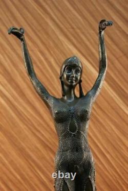 Véritable Bronze Art Déco Femme Danseuse Statue Érotique Chair Sculpture Étoile