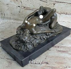 Véritable Bronze Art Déco Lesbienne Lesbians Sculpture Sur Marbre Base