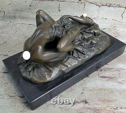 Véritable Bronze Art Déco Lesbienne Lesbians Sculpture Sur Marbre Base