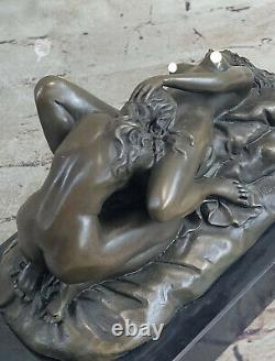 Véritable Bronze Art Déco Lesbienne Lesbians Sculpture Sur Marbre Base