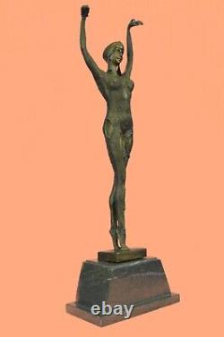 Véritable Bronze Art Décor Lady Dancer Statue Érotique Nu Sculpture Chiparus