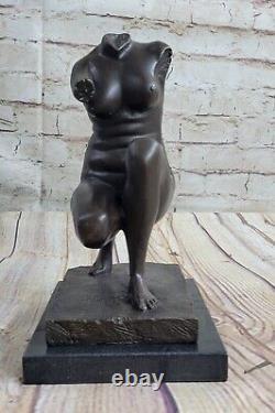 Véritable Bronze Sculpture Statue Signée Abstrait Art Moderne Femelle Nu Torse