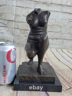 Véritable Bronze Sculpture Statue Signée Abstrait Art Moderne Femelle Nu Torse