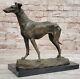 Vintage Art Deco Lévrier Whippet Bronze Bureau Sculpture / Chien Statue