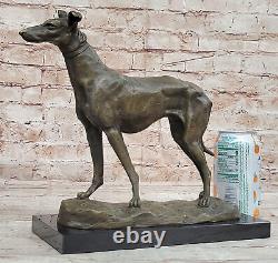 Vintage Art Deco Lévrier Whippet Bronze Bureau Sculpture / Chien Statue