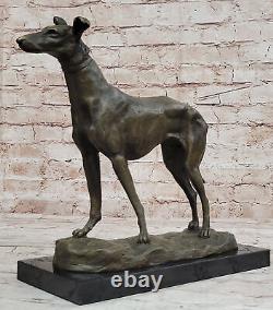 Vintage Art Deco Lévrier Whippet Bronze Bureau Sculpture / Chien Statue