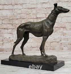 Vintage Art Deco Lévrier Whippet Bronze Bureau Sculpture / Chien Statue