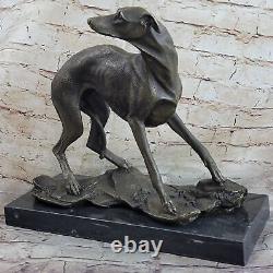 Vintage Art Déco Original Bronze Lévrier Whippet Chien Statue Bureau Sculpture