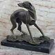 Vintage Art Déco Original Bronze Lévrier Whippet Chien Statue Bureau Sculpture