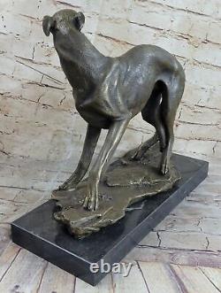 Vintage Art Déco Original Bronze Lévrier Whippet Chien Statue Bureau Sculpture