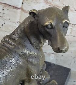 Vintage Art Déco Original Bronze Lévrier Whippet Chien Statue Bureau Sculpture